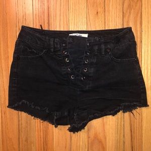 Black jean shorts